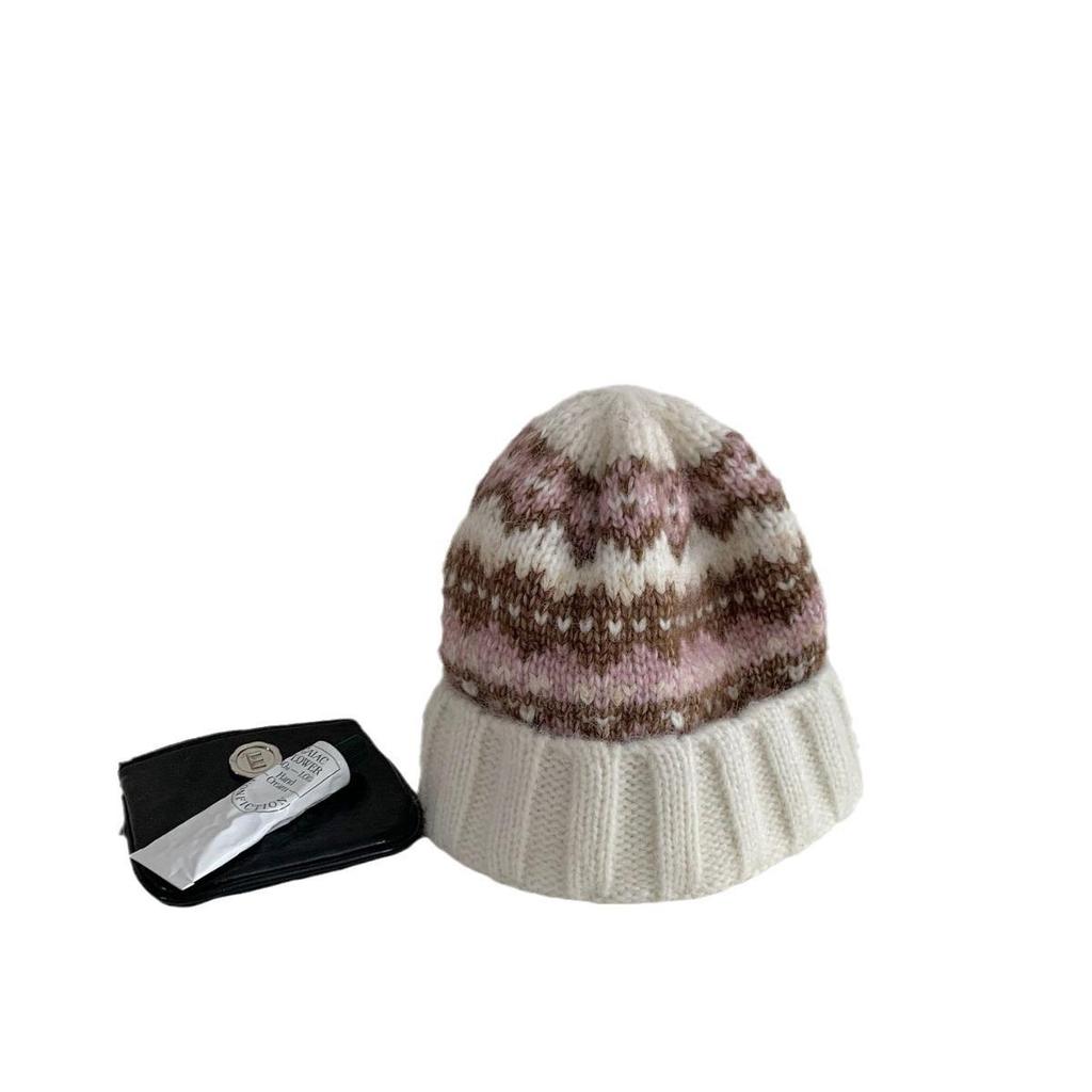 Women's Fair Isle Knitted Wool Hat: Warm, Versatile, Casual Ear Protection for Cold Weather
