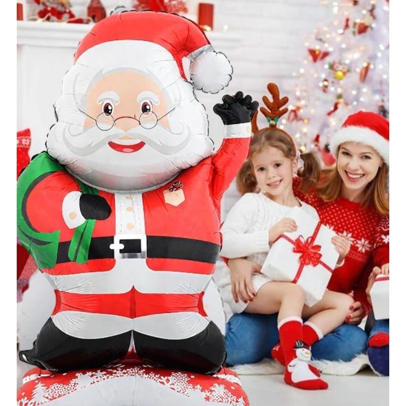 3D Standing Santa Claus Foil Balloon - Self-Standing Christmas Decoration for Xmas/New Year Parties, Family Holiday Home Decor