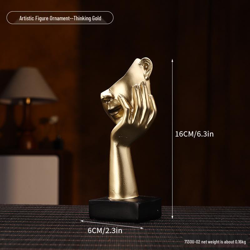 Golden Light Luxury Resin Handicrafts Collection: Ornaments for Office, Living Room, Wine & TV Cabinets