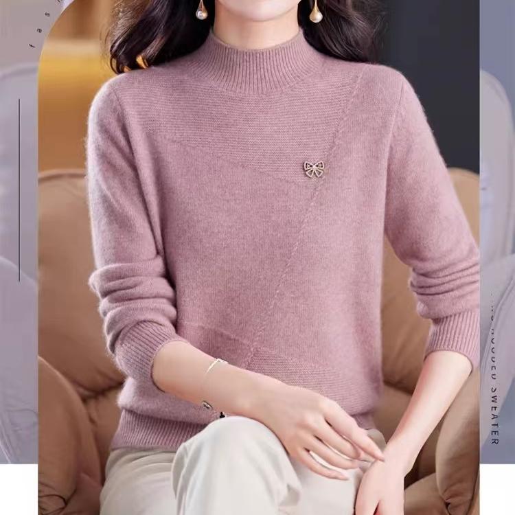 Sweater Women Casual Half Turtleneck Pullover for Women Paired with Loose Knitted Sweater for Warmth In Spring Autumn and Winter