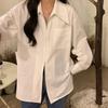 Women's White Zipper Shirt with Large Collar - Versatile for Layering, Unique Design