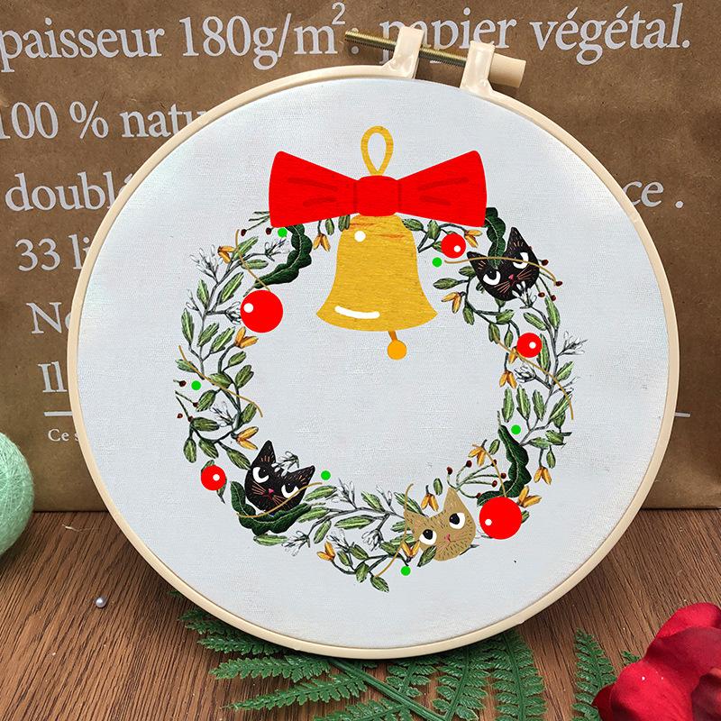 

1 шт. Вышивка с рождественским колокольчиком, набор для рукоделия из ткани, креативное шитье 20cm