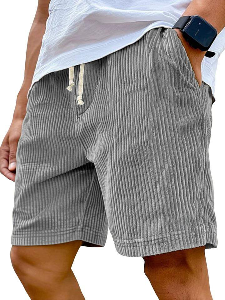 2025 Men's Retro Embroidered Logo Corduroy Drawstring Shorts