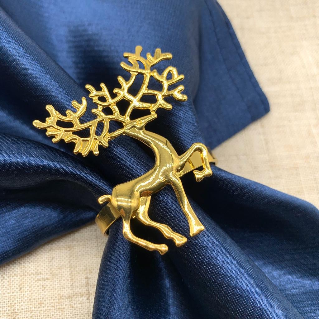 6/12/24PCS Christmas Napkin Rings Gold Elk Decorative Napkin Holders Holiday Dinner Table Accessories Xmas Party Decors Gifts