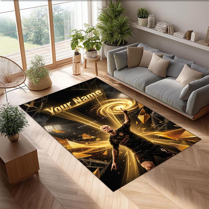 Erling Haaland Printed Crystal Velvet Rug Non‑Slip Crystal Velvet Carpet For Sofa Bedroom Indoor Home Decoration