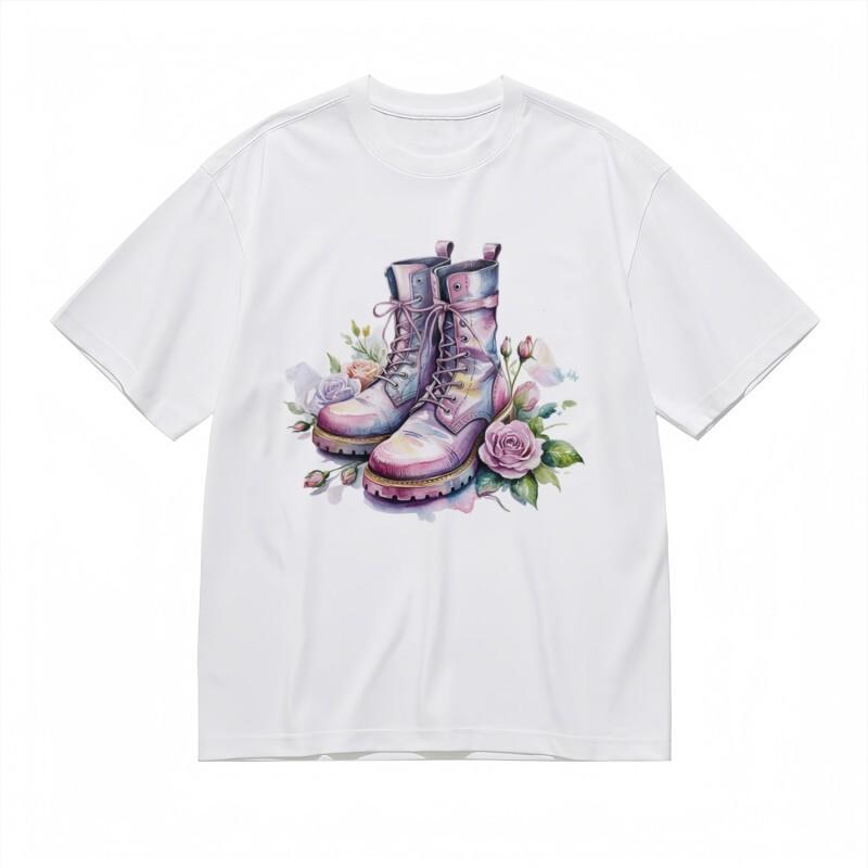 

Women s Trend All-Season Classic T-Shirt Rainbow Lace-Up Shoe Design Tee L