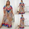 European-American Rayon Print Plus Size Beach Cover-Up Dress & Long Robe