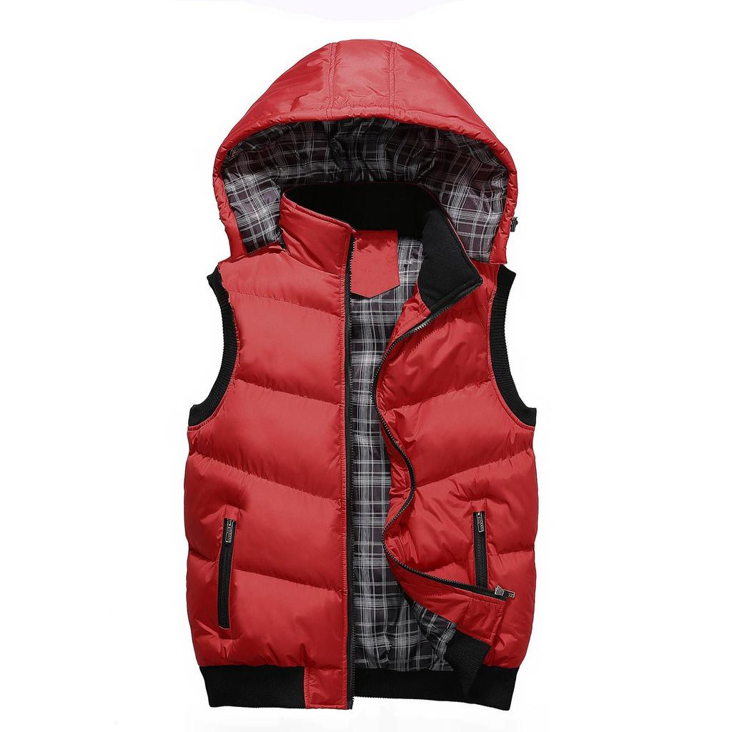 Men Casual Winter Warm Zipper Sleeveless Vest Jacket Coat Outwear Tops Hooded Vest