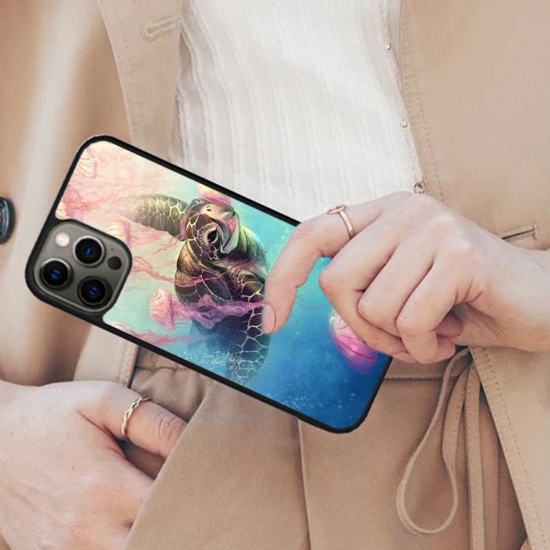 Süße Schildkröten Bemalte Magnetische Handyhülle Für APPLE iPhone 17 Air 16 14 13 12 Pro Max 15 Plus Kabelloses Laden Mit MagSafe Hülle