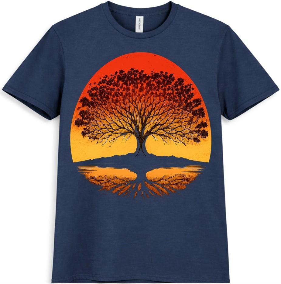 Tree of Life T Shirt Sunset Spiritual Nature Silhouette Graphic Tee Top