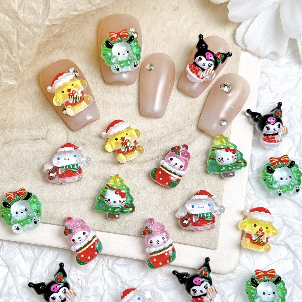 New Christmas Nail Art Accessories Resin Sanrio Cute Cartoon Christmas Tree DIY Nail Decorations