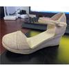 Womens Sandalias Wedges Comfortable Pointed Hemp Rope Weaving Casual Shoes