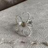 Foxanry Silver Color Hollow Daisy Ring for Women Girls Creative Vintage Minimalist Trendy Sweet Elegant Daily Party Jewelry Gift