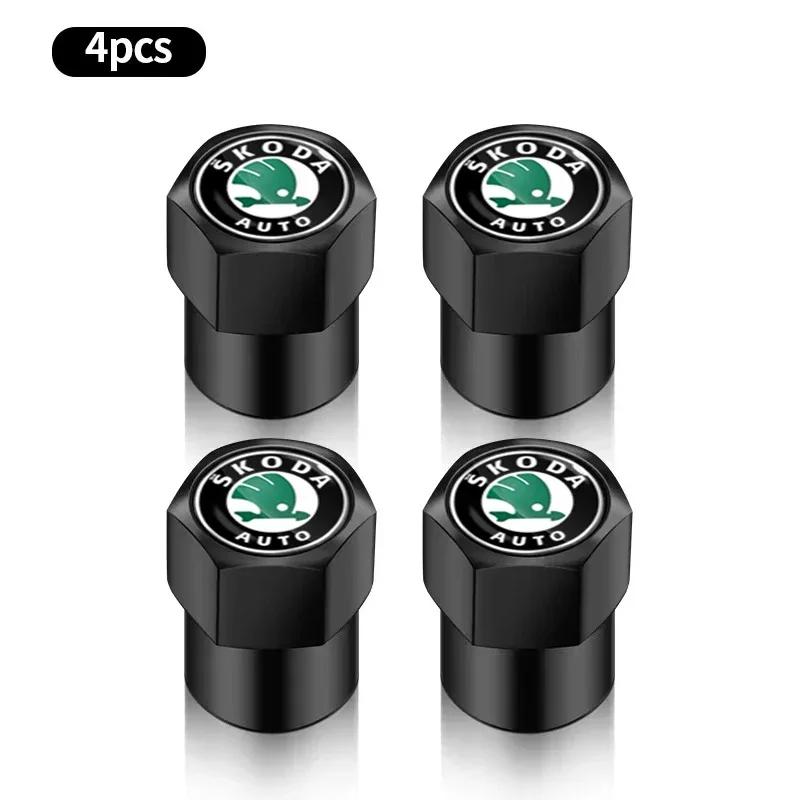 NADH5 4PCS Fashion Car Wheel Air Valve Dust Covers Accessories For Skoda Fabia Octavia Karoq Kodiaq Kamiq Superb Rapid Scale