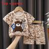 Childrens Summer Cotton T Shirt Shorts Set With Cartoon Prints For Toddler Boys And Girls