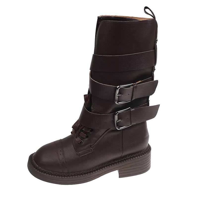 Retro British Martin boots women's 2025 autumn new thick heel belt buckle boots locomotive boots versatile single boots tide