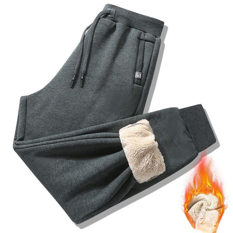 Men's Fleece-Lined Winter Thermal Trousers Thickened Straight-Leg Long Pants Outerwear Cotton-Lined Trousers Men's Sports Sweatpants