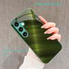 Dark green Glass PhoneCase for Samsung Galaxy S26 S25 S24 S23 S22 FE Ultra Plus Built-in glass green Exquisite Metal background