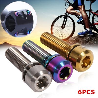 6ks/sada M5*18mm titánové skrutky predstavca pre bicykel MTB Skrutky predstavca bicykla pevné skrutky