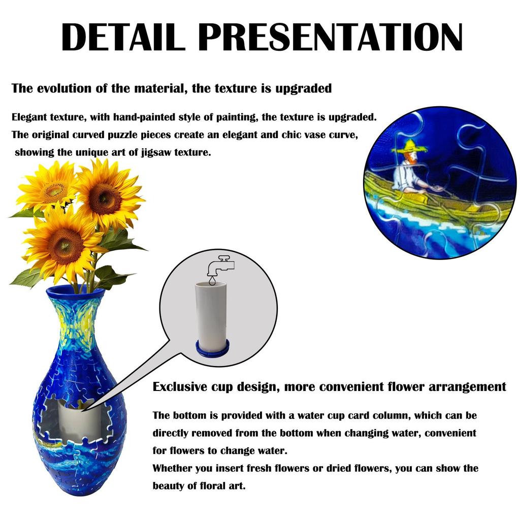 3D Puzzle Vase DIY Ornament for Living Room, Flower Arrangement, Home Decor, and Toy - Ideal for Children's Birthday or Christmas Gift.