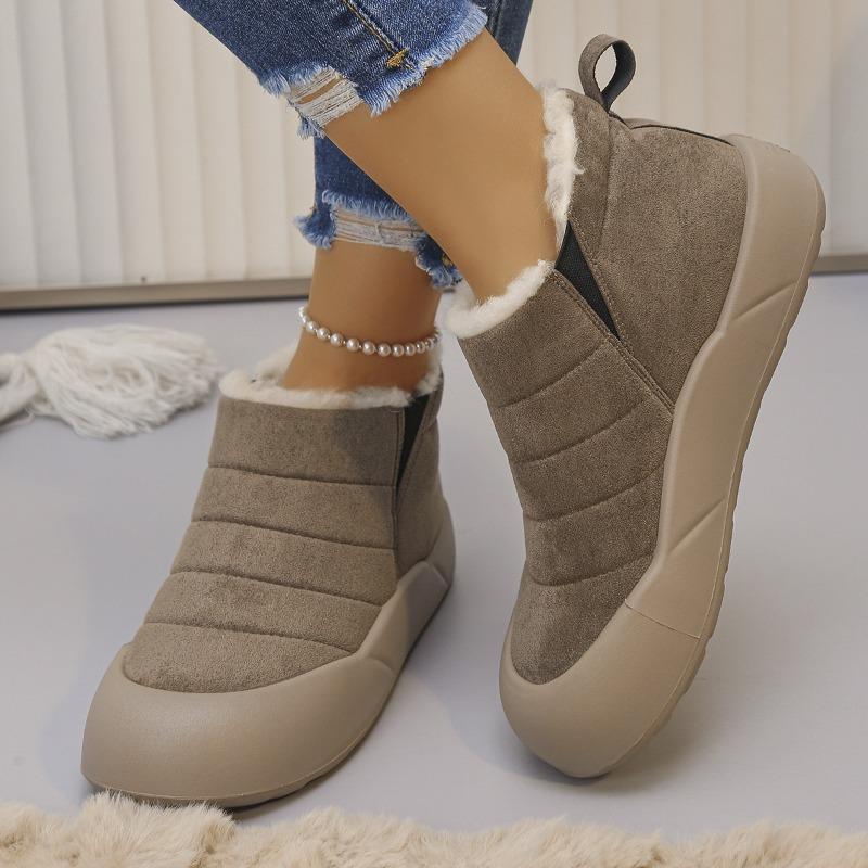 Women's Korean Style Thick-Soled Bread Shoes – Fleece-Lined, Plush, Warm Snow Boots, Lazy Cotton-Padded Loafers for Winter