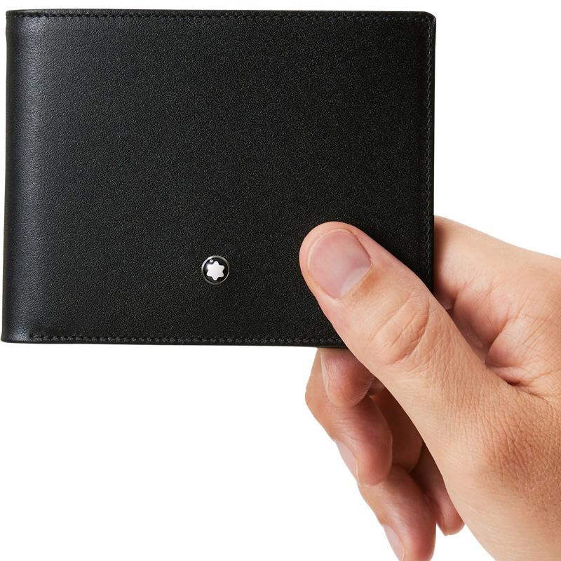 Montblanc Meisterstück Hexagonal White Star Logo Grain Leather Card Holder Wallet Men wallet Black MB14548