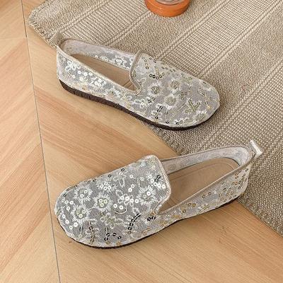 Women 2025 New Spring and Summer Flat Lace Mesh Hollow Breathable Soft Sole Slip-on Loafers
