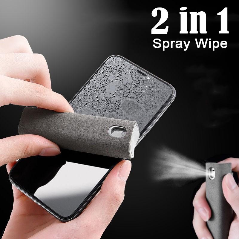 2in1 Refillable Bottles Microfiber Screen Cleaner Spray Bottle Mobile Phone Tablet Computer TV Display Cleaning Wipe Cloth