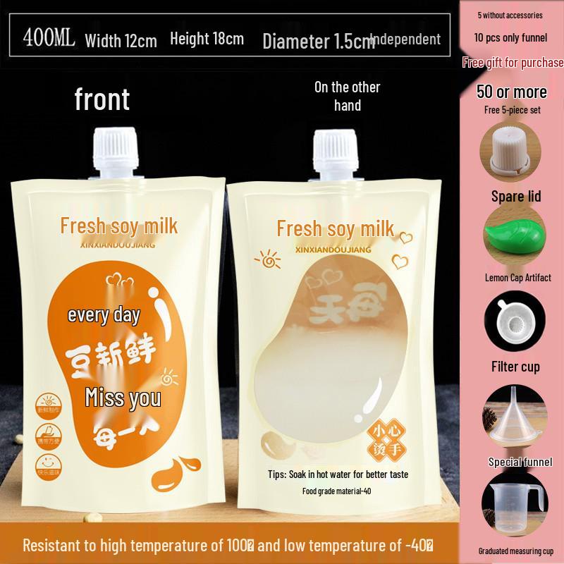 Disposable Transparent Spout Bag for Soy Milk, Chinese Medicine, Soup, or Beverages - Self-Standing and Convenient for Takeaway