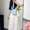 Women's Light Blue Loose Cotton Short-Sleeve T-Shirt - 2025 Summer All-Match Casual Commuting Slim Top
