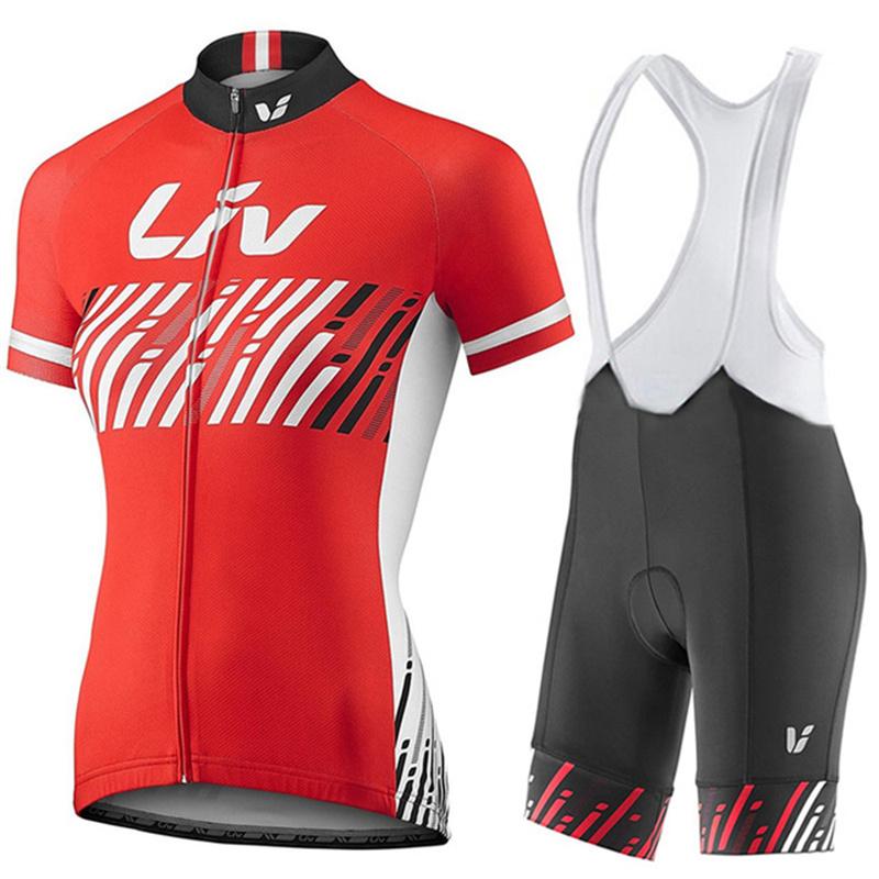 2026 Damen Sommer Kurzarm Radsportbekleidung LIV Rennrad Trikot Set Trägerhose mit Gel-Polster Sportanzug Damen Fahrradkleidung