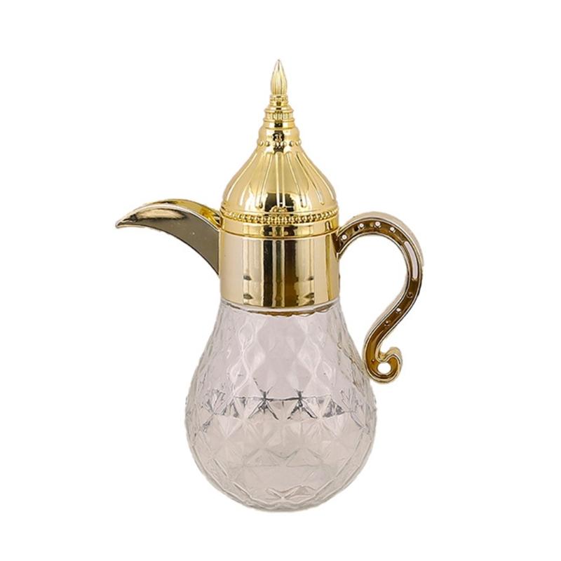 Caraffa d'acqua in vetro retro mediorientale con motivo elegante, dispenser d'acqua per casa, cucina e tavolo da pranzo