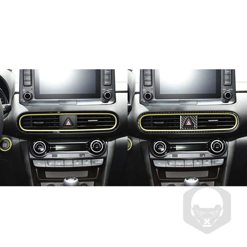 For Hyundai Kona 2018— Car Accessories Carbon Fiber Interior Center Console Air Vent Panel Cover Trim Sticker Modification