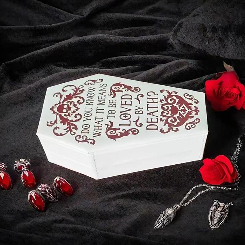 Gothic Jewelry Box Coffin Shaped Multi-Compartment Organizer Trinkets Storage Display Halloween Gift Packaging Box Portable
