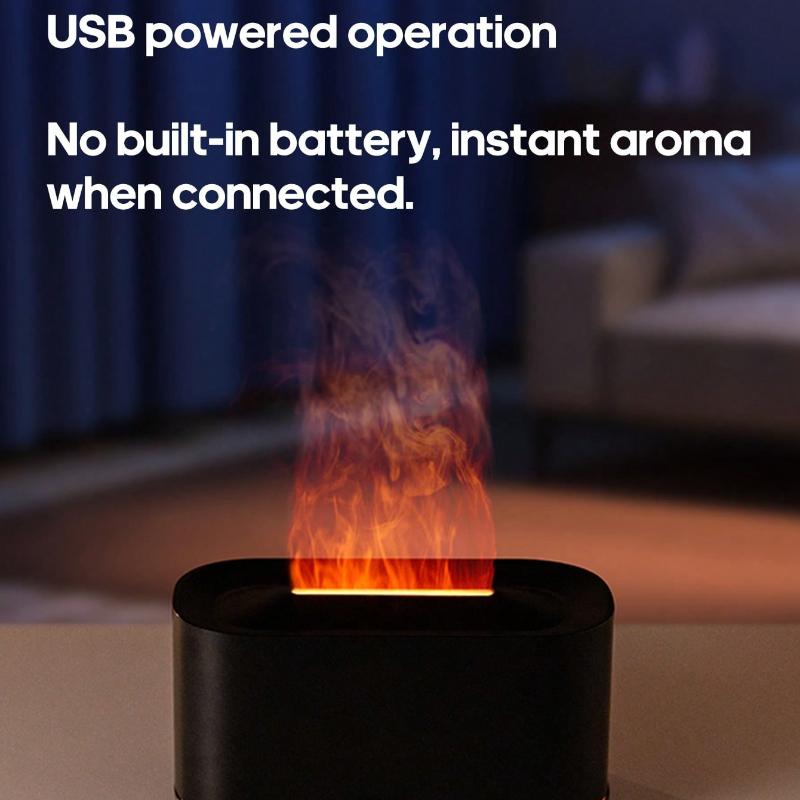7 Color Flame Aroma Diffuser Humidifier Creative Desktop Night Light Ultrasonic Fragrance Mist Maker Home Office Aromatherapy
