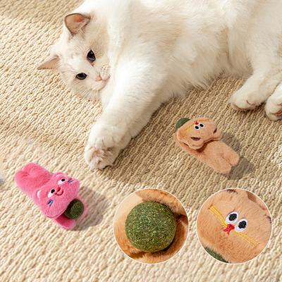 5Pcs Cat Catnip Ball Chew Toy Boredom Stress Relief Kitten Interactive Plush Doll Toy Indoor Pet Teething Cleaning Toy Pet Supplies