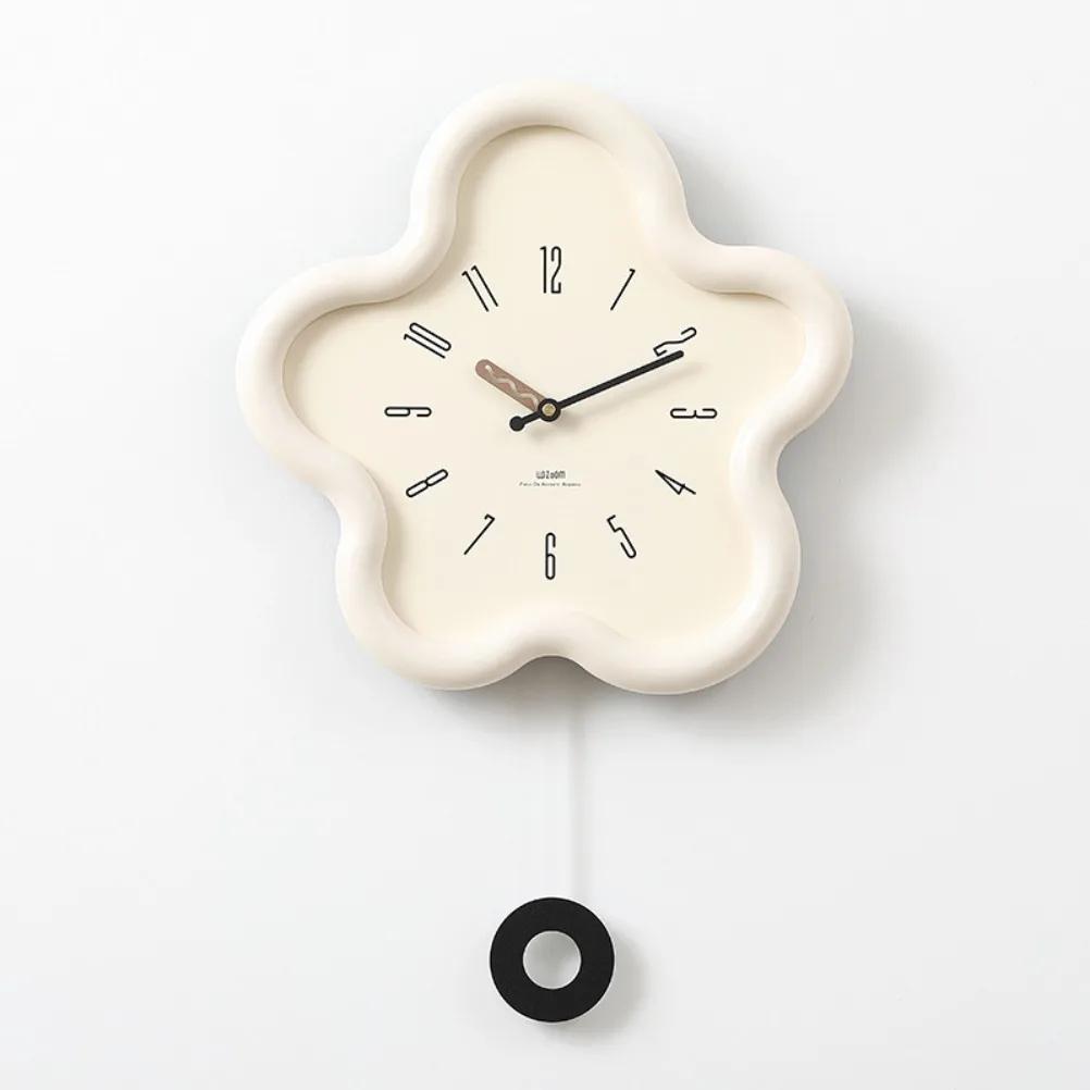 Cream Style Living Room Wall Clock Minimalist Digital Clock Restaurant Creative Swinging Digital Wall Clock Home Decoration