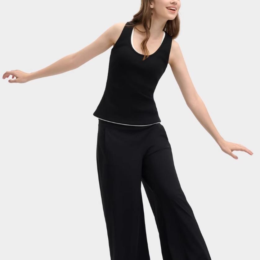 FILA Original Fashion Casual Simple Knit Sleeveless Vest Women tops Black F51W529103F-BK