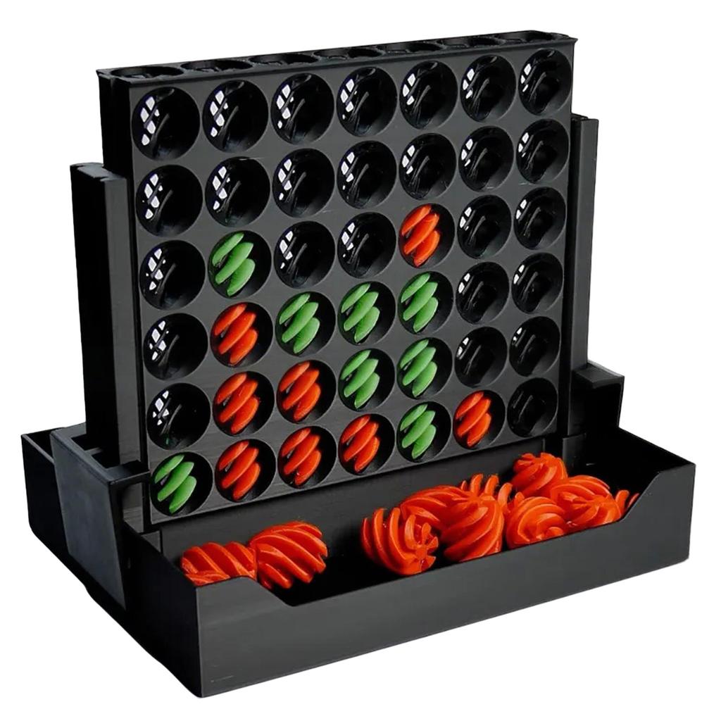 Fun 3D Printing Board Game - Four-in-a- Game. Spiral-shaped Game Pieces. Foldable For Easy Storage. Play As A Two-player Game.