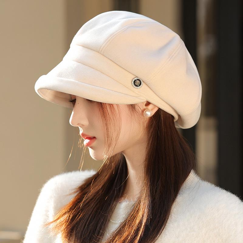 Octagonal Hat Autumn and Winter New Hat for Women Korean Version Beret Big Head Circumference Showing Face Little Painter Hat Trend