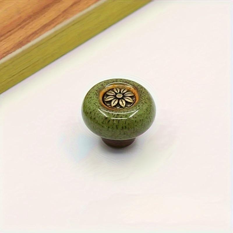 2 Pieces Colored Ceramic Cabinet Knobs, Leopard Glass Round Single Hole Pulls with Mounting Hardware for Closets, Drawers, Wine Cabinets
