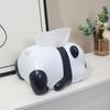 Cartoon Panda Tissue Box Holder Resin Animal Ornament Panda Decoration Statue Facial Paper Organizer Dispenser Tissue Case