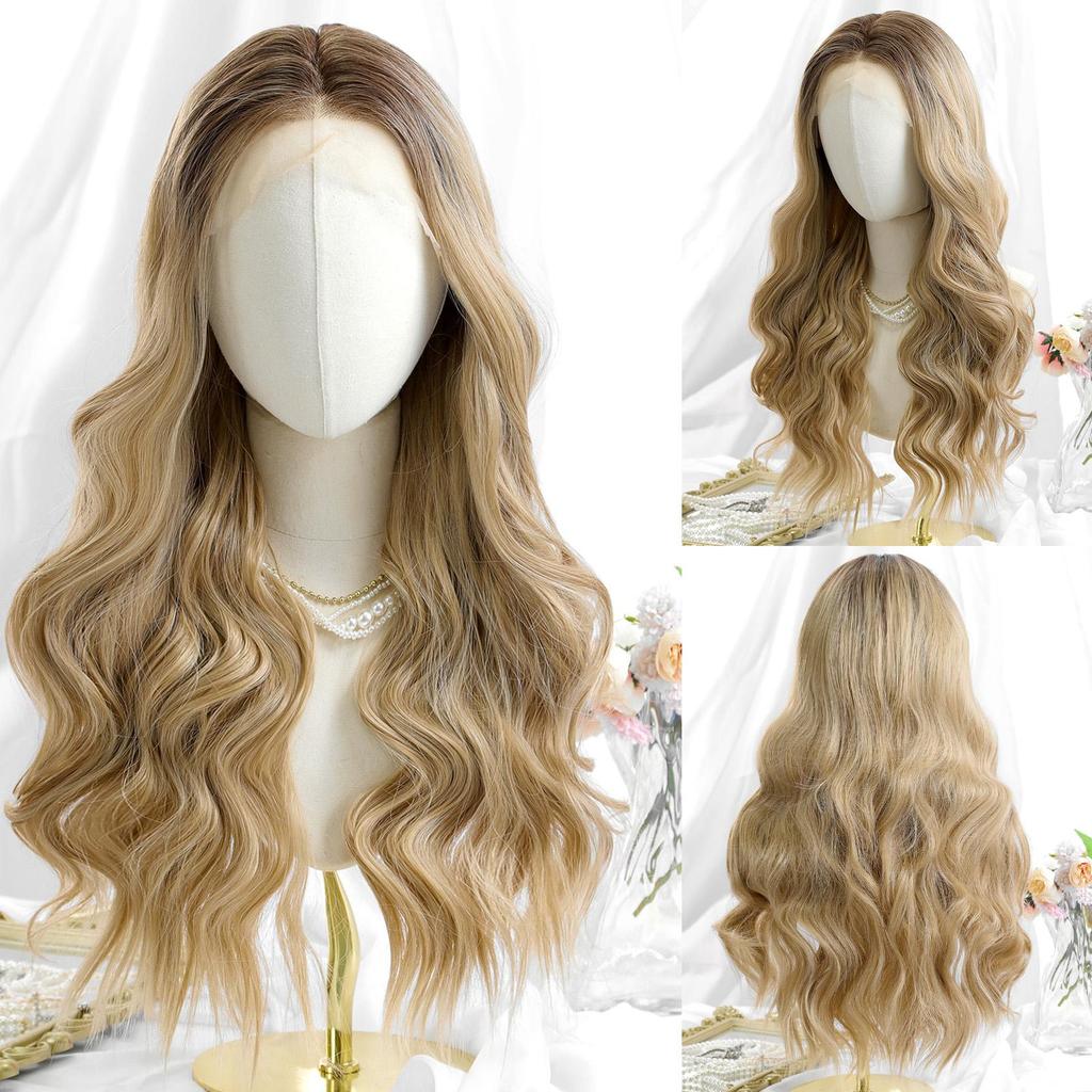 ALAN EATON Syntetická dámská krajková paruka 13x4 Dlouhé vlnité paruky Blond barva Denní párty Vlasy s vysokou hustotou odolné vůči teplu