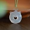 Ice-Type White Agate Totoro Cat Pendant Necklace Unisex Anime Jade Stone