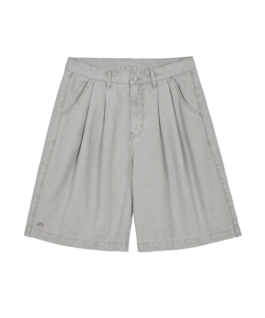 Ahidu Cation Vintage Grain Bermuda Pants_Washed Light Grey
