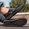 Fashion Handmade Leather Men Shoes Casual Slip on Loafers Breathable Leather Shoes Mens Flats Hot Sale Moccasins Tooling Shoes Plus Size