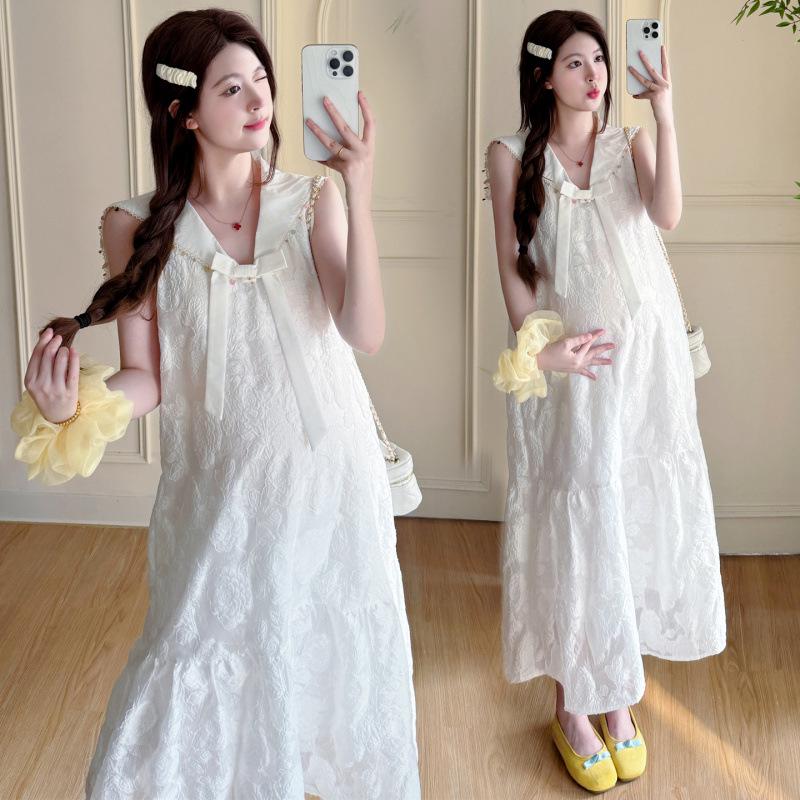 2026 Summer Slim Fit French Fairy Plus Size Sleeveless Maternity Dress