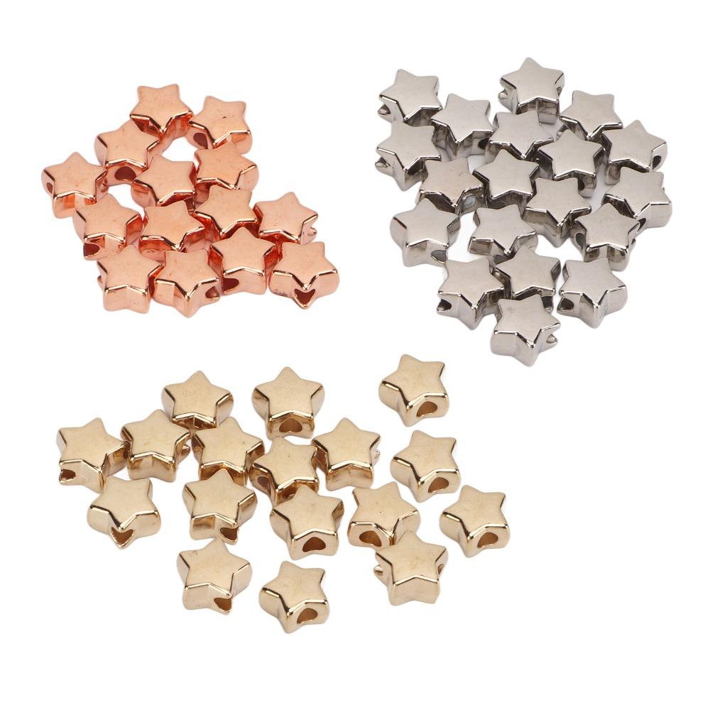 50pcs Small Hole Star Shaped Beads Plastic Star Spacer Beads Jewelry Making Beads  Anklet Craft