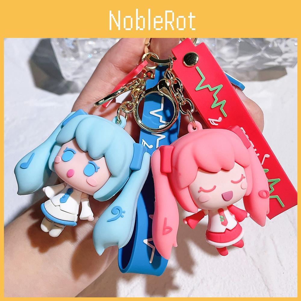 Brightly Colored Hatsune Miku Keychain Creative Cartoon Girl Figure Bag Charm Silicone