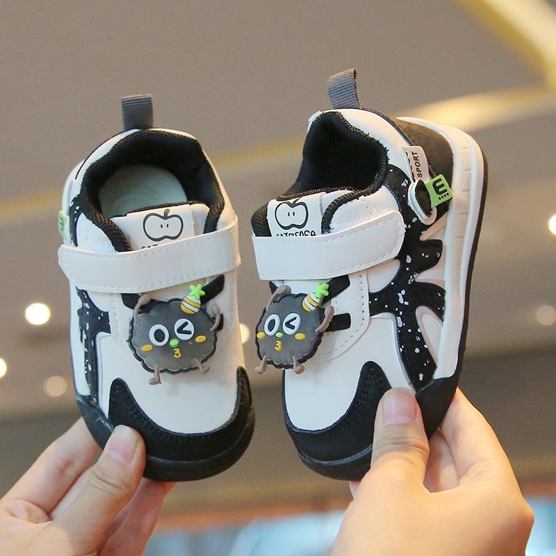 Baby Non-Slip Soft Sole Shoes - Spring/Autumn, Anti-Kick, Magic Tape, Cartoon Design for Boys and Girls